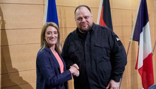 Stefantschuk bespricht mit Metsola Militärhilfe für die Ukraine