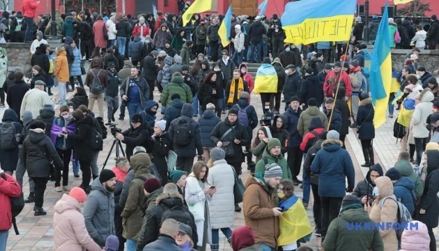 W Kijowie działacze maszerowali przeciwko rosyjskiej agresji