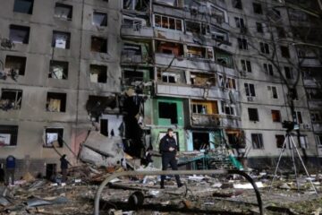 Aftermath of nighttime airstrikes on Kharkiv