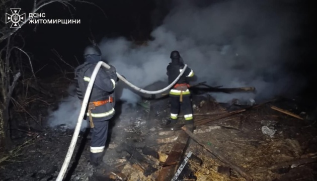 Fire starts in Zhytomyr region as result of Russian attack