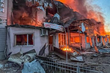 Russians launch massive strike at Velykyi Burluk in Kharkiv region, civilians injured