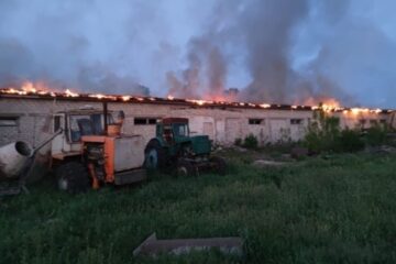 Russians attack company with drones in Donetsk region, sparking large-scale fire