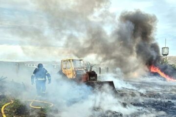 Large-scale fires in Kupiansk district following Russian airstrikes