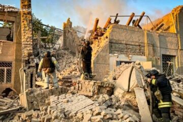 Russian Shahed drone attack destroys enterprise and administrative building in Velykyi Burluk
