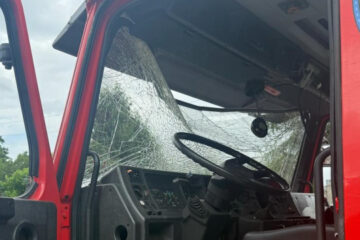 Russian drone strike targets rescuers in Donetsk region, damages fire truck