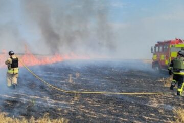 Wheat field catches fire following Russian shelling in Zaporizhzhia region