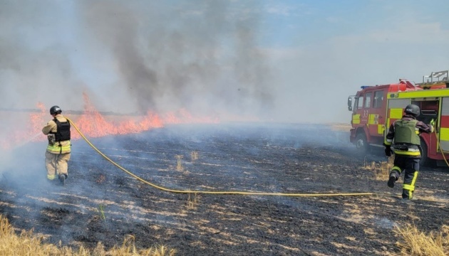 Wheat field catches fire following Russian shelling in Zaporizhzhia region
