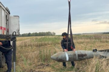 Unexploded aerial bomb found during agricultural work destroyed in Kharkiv region