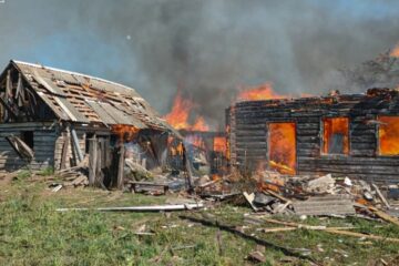 Russian shelling sparks fire in Sumy region, woman injured