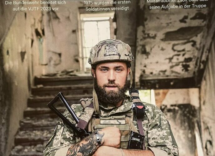 Ukranian soldier graces the cover of Germany’s top political-military magazine