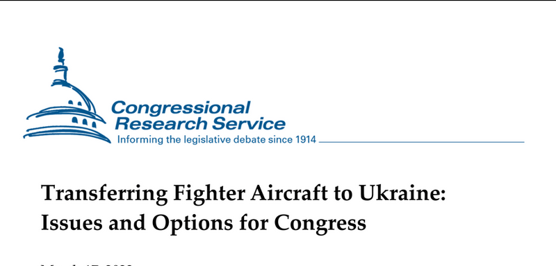 Report to Congress on Transferring Fighter Aircraft to Ukraine